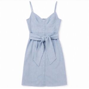 Nicholas Light Blue Mens Button Down Shirt Style Midi Dress with Waist Tie